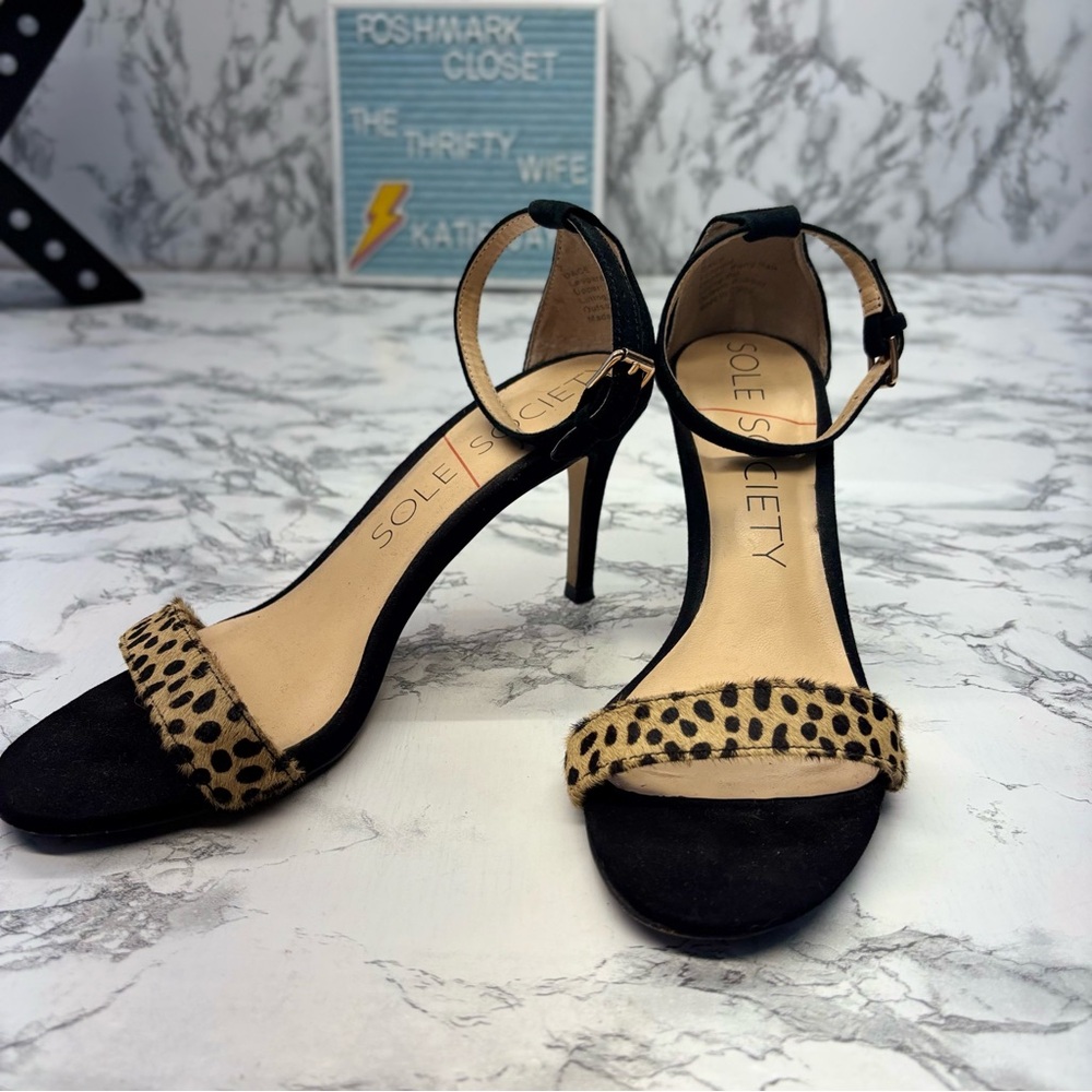 Sole Society Leopard Print Strappy Sexy Heels size 7